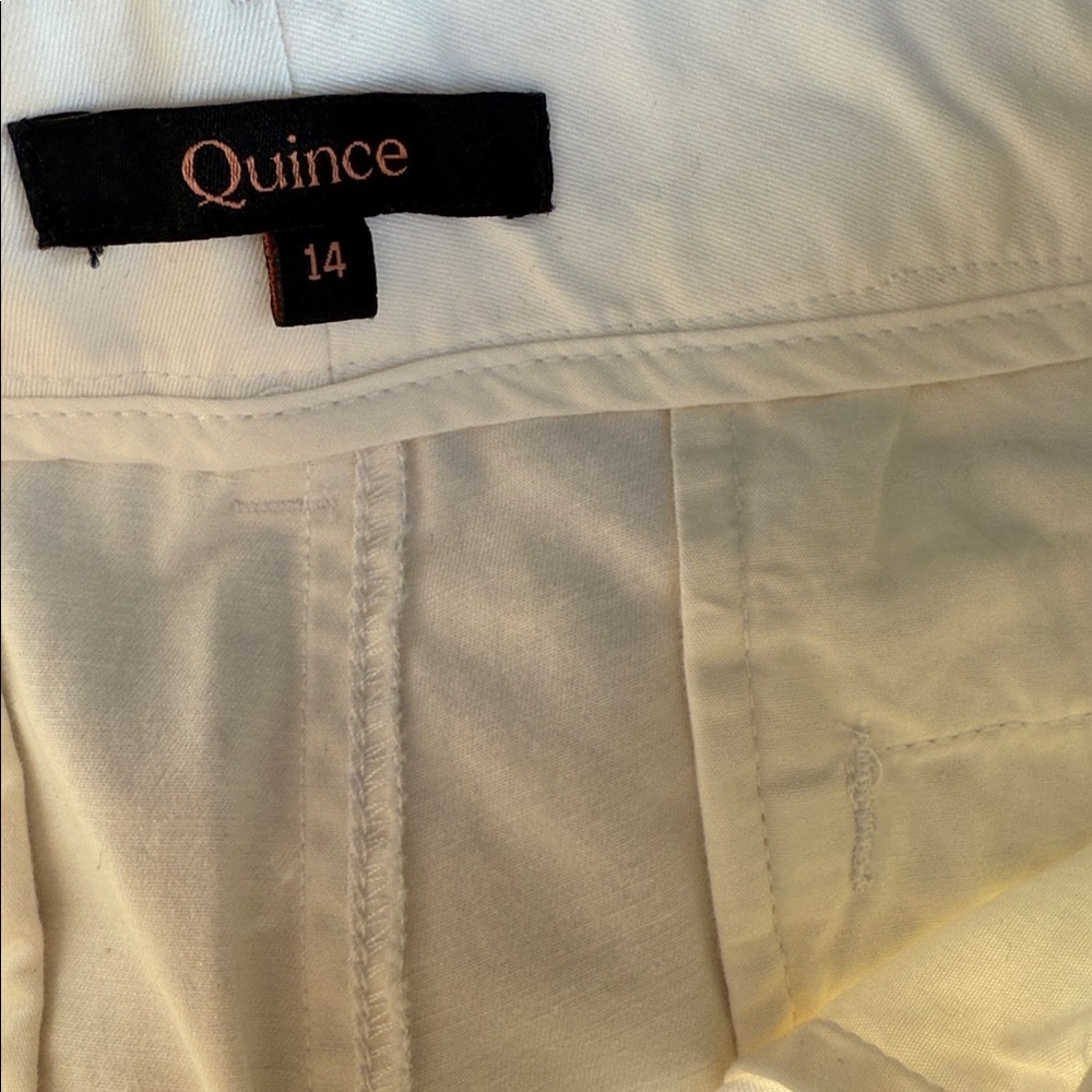 Quince Organic Stretch Cotton Chino Shorts Sz 14 White NeW 4” inseam - Picture 5 of 5